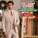 Mrbuerly Prom Suit for Men 3 Pieces, Slim Fit Beige Wedding Party Mens Suits Blazer Vest Pants Tie Groomsmen Tuxedos Notched Lapel-L4236