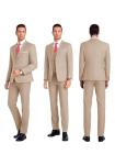 Mrbuerly Prom Suit for Men 3 Pieces, Slim Fit Beige Wedding Party Mens Suits Blazer Vest Pants Tie Groomsmen Tuxedos Notched Lapel-L4236