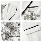 Mens Suits Slim Fit 2 Piece Floral Tuxedo Suits Blazer Pants with Bow Tie for Wedding Prom