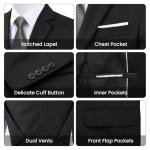 MAGE MALE Mens Two Button 3-Piece Suits Slim Fit Tuxedo Set with Blazer Jacket Vest & Pants for Wedding Prom Business Black