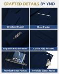 YND Men's 3 Piece Suit Set with Tie, 2 Button Slim Fit Solid Blazer Jacket Vest Pants, Business Wedding Party Suits for Men, Deep Blue