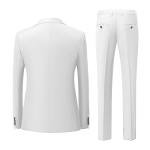 MOGU Mens 3 Piece Suit Slim Fit Tuxedo for Homecoming Wedding Prom Blazer Jacket Vest Pants with Tie Set Size M White