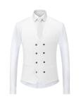 MOGU Mens 3 Piece Suit Slim Fit Tuxedo for Homecoming Wedding Prom Blazer Jacket Vest Pants with Tie Set Size M White