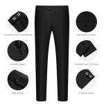 WULFUL Men’s Slim Fit Suit One Button 3-Piece Blazer Dress Business Wedding Party Jacket Vest & Pant Black