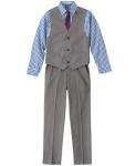 Izod Little Boys 4-Piece Formal Suit Vest Set, Medium Blue/Grey, 6