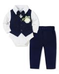 SANMIO Baby Boy Clothes Suits Infant Gentleman Outfit Collared Dress Shirt+Vest+Tie+Corsage+Pants 5Pcs Baby Suit Sets