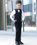 YuanLu Boys Black Suit Ring Bearer Outfit Wedding Guest Dress Clothes Kids Slim Fit Formal Wear 2T Suits for Toddler Boy