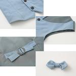 Boys 3Pcs Clothing Sets Cotton Long Sleeve Bowtie Shirts +Vest +Pants Casual Suit Light Blue