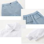 Boys 3Pcs Clothing Sets Cotton Long Sleeve Bowtie Shirts +Vest +Pants Casual Suit Light Blue
