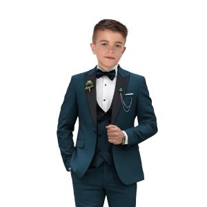 Boys Suits 3 Piece Formal Solid Slim Fit Suit Peak Lapel Blazer Pants Vest Boys