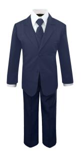 Formal Kids Toddler Boys Suit 5 pieces Set with Vest and Tie Choice of Colors 