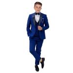 Boys Suits 3 Piece Formal Solid Slim Fit Suit Peak Lapel Blazer Pants Vest Boys