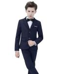 Yavakoor Suits for Boy Formal Tuxedo Slim Fit Outfit Navy Blue Wedding Dress Set