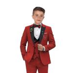 Boys Suits 3 Piece Formal Solid Slim Fit Suit Peak Lapel Blazer Pants Vest Boys