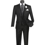 VINCI Men's Black 3pc 2 Button Slim Fit Tuxedo Suit w/ Matching Vest NEW
