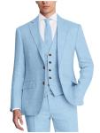 ZKHOECR Men's Suits 3 Piece Slim Fit Suit for Men Light Blue Casual Linen Suits