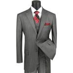 VINCI Men's Medium Gray Pinstripe 3-Piece 2-Button Classic-Fit Suit - NEW