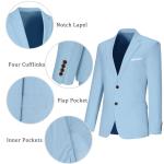 ZKHOECR Men's Suits 3 Piece Slim Fit Suit for Men Light Blue Casual Linen Suits