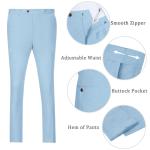 ZKHOECR Men's Suits 3 Piece Slim Fit Suit for Men Light Blue Casual Linen Suits
