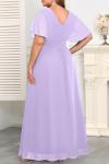 Lavender Dress Women Plus Size Bridesmaid Dresses Lilac Formal Wedding Guest Chiffon Short Sleeves A Line Light Purple