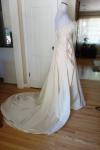 NWT $599 DAVID’S BRIDAL Champaign Beaded Pleated Sleeveless Wedding Dress – Sz 4