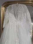 White, long sleeve, wedding dress size 16. Lace bodice. 