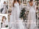 Women’s Boho White Lace Formal Bridal Wedding Dress 14 NWT
