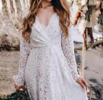Women’s Boho White Lace Formal Bridal Wedding Dress 14 NWT