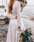 Women’s Boho White Lace Formal Bridal Wedding Dress 14 NWT