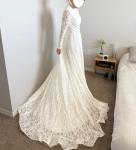 UNWORN Wedding Dress Traditional High Neck Lace Ivory Bride Women / NEW