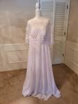 A-line Scoop Illusion Floor-Length Lace Chiffon Wedding Dress w/ Pleated Sequins