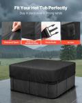 VEVOR Outdoor Hot Tub Cover, 93 x 93 x 20 Inch Weatherproof and Waterproof Hot Tub Cover Protector, 600D Heavy Duty Oxford Fabric and 950N Tearing Strength, Square Spa Covers for Hottub, Black