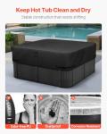 VEVOR Outdoor Hot Tub Cover, 93 x 93 x 20 Inch Weatherproof and Waterproof Hot Tub Cover Protector, 600D Heavy Duty Oxford Fabric and 950N Tearing Strength, Square Spa Covers for Hottub, Black
