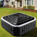 Tlswshsy 4.2 Ft Black Inflatable Hot Tub Cover- Energy Saving lid for Square Hot Tub- Foldable Protective Rain Overflow Cover with Handle for Outdoor Inflatable Hot Tubs