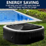 Tlswshsy 4.2 Ft Black Inflatable Hot Tub Cover- Energy Saving lid for Square Hot Tub- Foldable Protective Rain Overflow Cover with Handle for Outdoor Inflatable Hot Tubs