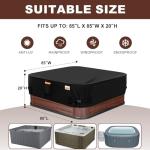 Hot Tub Cover Protector,85"x85" Spa Covers for Hot Tub Outdoor, Heavy Duty Tear-Resistant 600D Polyester, Waterproof Zipper,Anti-UV, Hottub Jacuzzi Cover Replacement,Air Vents,Square,7.1'x7.1'
