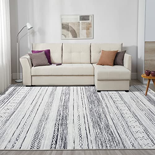5x7 Washable Boho Moroccan Area Rug - Grey