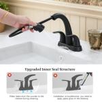 Velvet Black 4" Bathroom Faucet with Pull-Out Sprayer