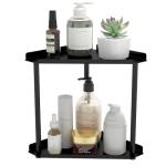 2-Tier Black Bathroom Counter Organizer Shelf