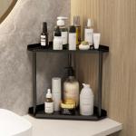 2-Tier Black Bathroom Counter Organizer Shelf
