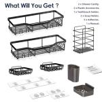 7-Pack Adhesive Shower Caddy Organizer with Hooks