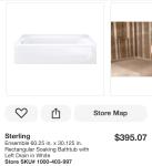 60" Rectangular Soaking Bathtub with Left Drain