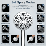 Detachable Handheld Shower Head with 10 Spray Settings
