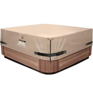 1000N Tearing Strength Hot Tub Cover Protector 85 x 85 inch fits 84 x 84, 83 x 83, 82 x 82 inch or 81 x 81 Square SPA, Hot Tub Covers Replacement-Wheat