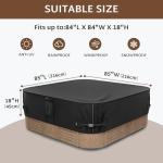 iBirdie Outdoor Waterproof and Weatherproof Hot Tub Cover 85 x 85 inch fit 84 x 84 or 83 x 83 or 82 x 82 or 7 ft x 7 ft Square SPA 600D Heavy Duty Protectors Protective Cover Cap
