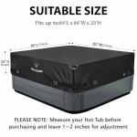 600D Tearing Strength Hot Tub Cover Protector 85 x 85 inch fits 84 x 84, 83 x 83, 82 x 82 inch or 81 x 81 Square SPA, Hot Tub Covers Replacement-Black