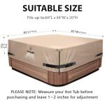 1000N Tearing Strength Hot Tub Cover Protector 85 x 85 inch fits 84 x 84, 83 x 83, 82 x 82 inch or 81 x 81 Square SPA, Hot Tub Covers Replacement-Wheat