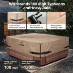 1000N Tearing Strength Hot Tub Cover Protector 85 x 85 inch fits 84 x 84, 83 x 83, 82 x 82 inch or 81 x 81 Square SPA, Hot Tub Covers Replacement-Wheat