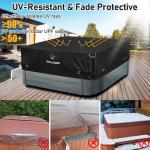 600D Tearing Strength Hot Tub Cover Protector 85 x 85 inch fits 84 x 84, 83 x 83, 82 x 82 inch or 81 x 81 Square SPA, Hot Tub Covers Replacement-Black