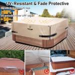 1000N Tearing Strength Hot Tub Cover Protector 85 x 85 inch fits 84 x 84, 83 x 83, 82 x 82 inch or 81 x 81 Square SPA, Hot Tub Covers Replacement-Wheat